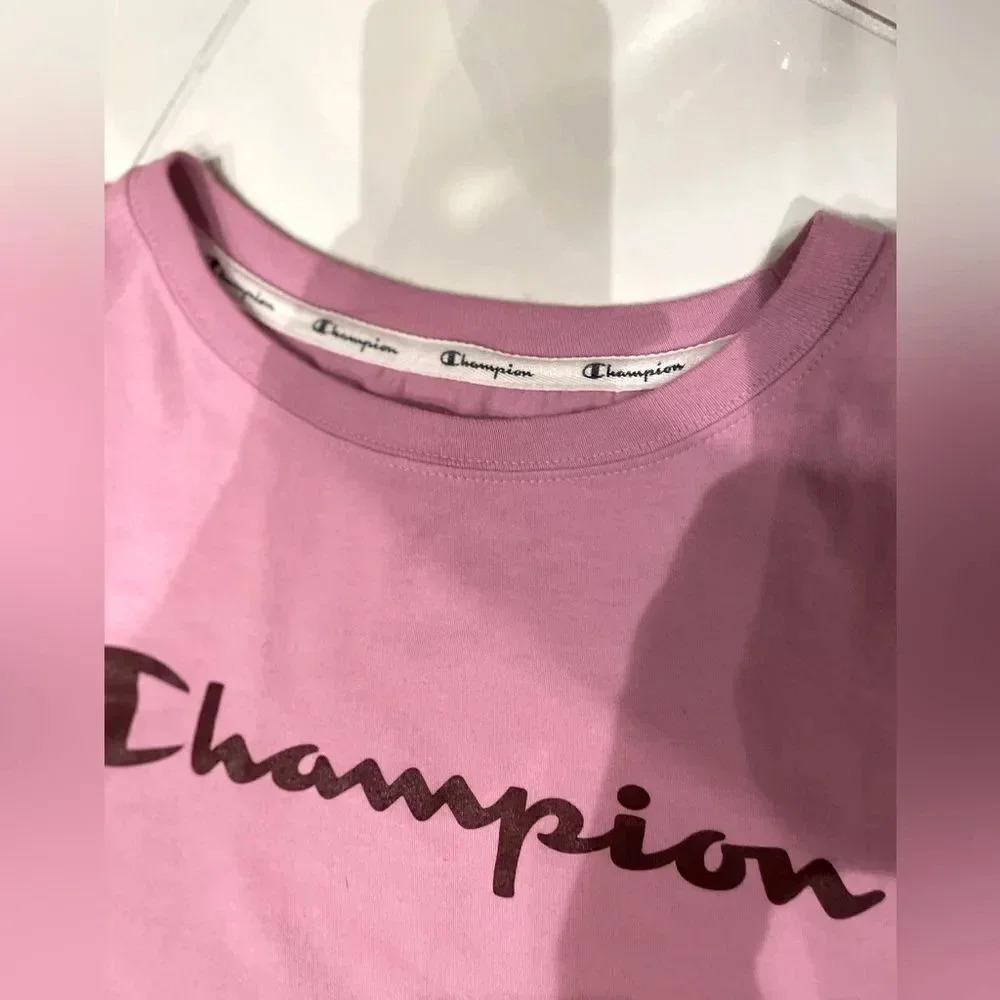 WOMENS CHAMPION HERITAGE VINTAGE LOGO CROP TEE COLOR ICE CAKE SIZE LARGE - Picture 5 of 12